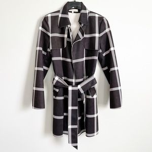 Solitaire Plaid Trench Coat Faux Suede Jacket Size Medium Anthropologie